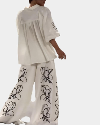 Isla™ - Oversized Printed Top & Wide Leg Trousers