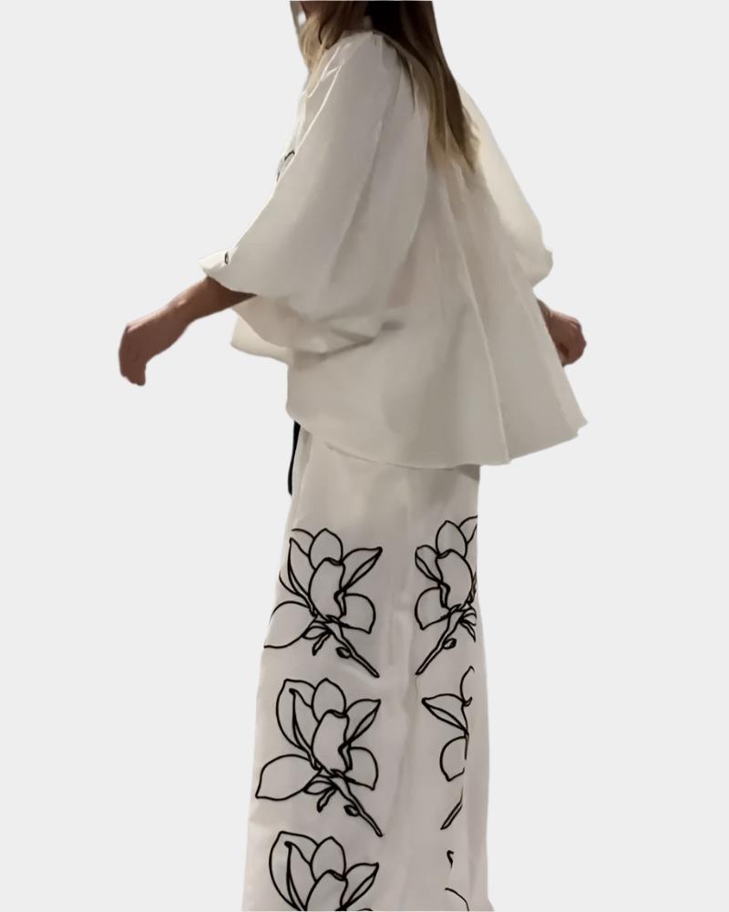 Isla™ - Oversized Printed Top & Wide Leg Trousers