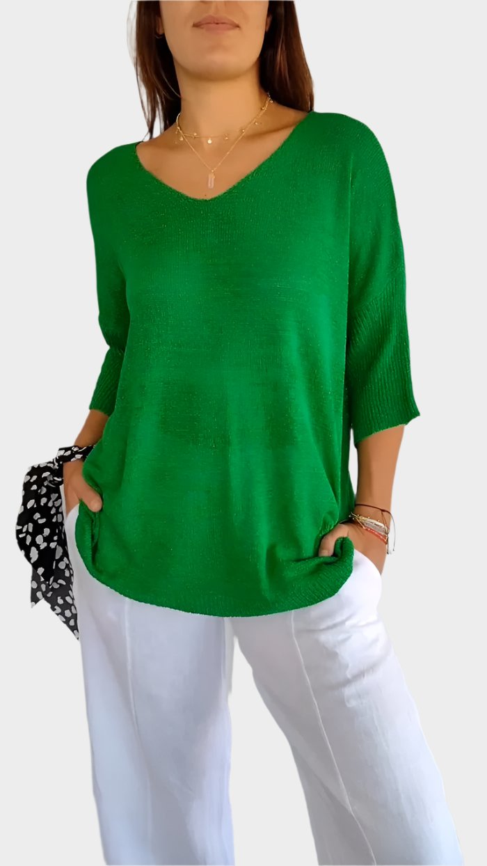 Allison™ - V-Neck Solid Knit Top