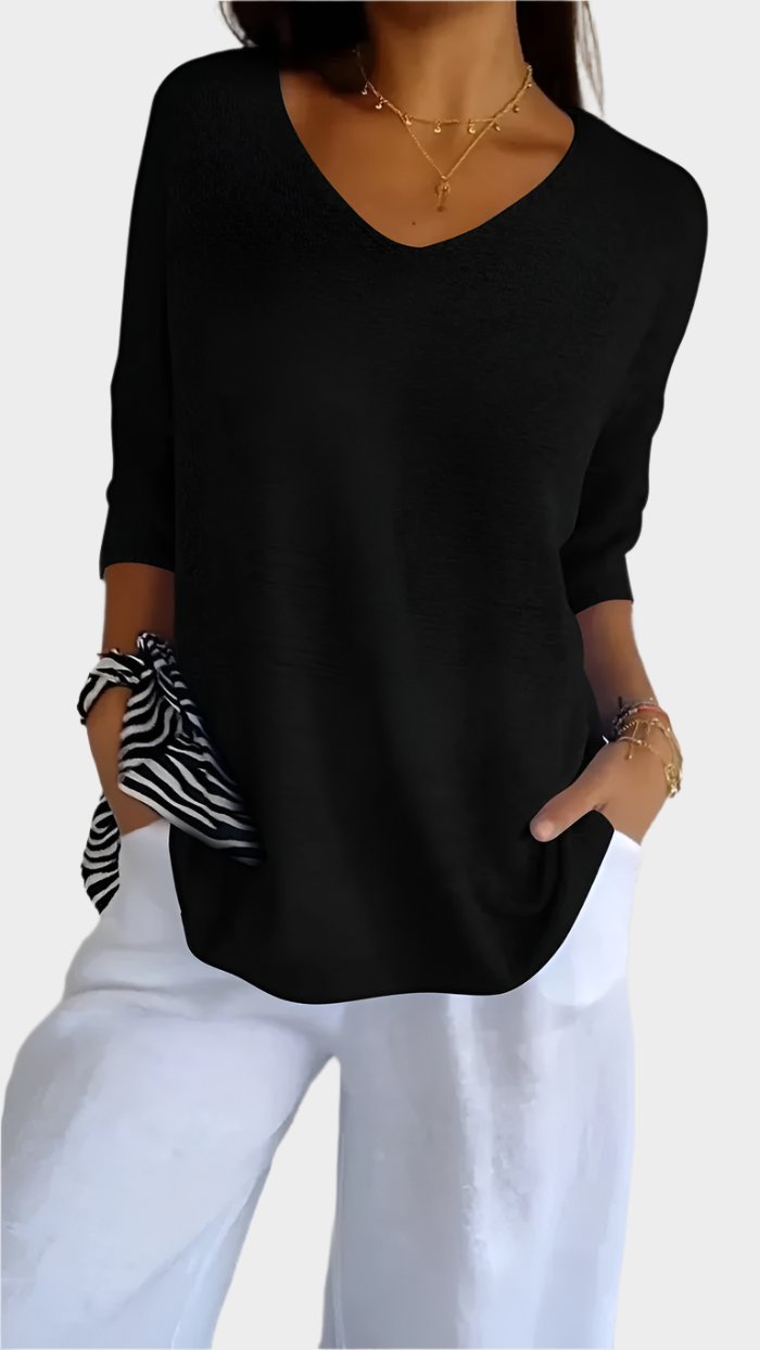 Allison™ - V-Neck Solid Knit Top