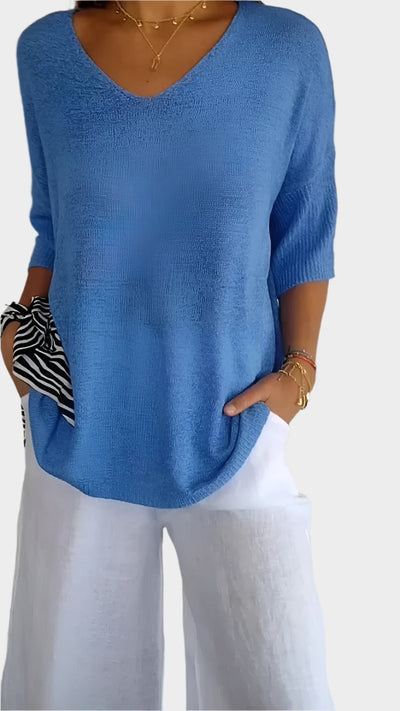 Allison™ - V-Neck Solid Knit Top