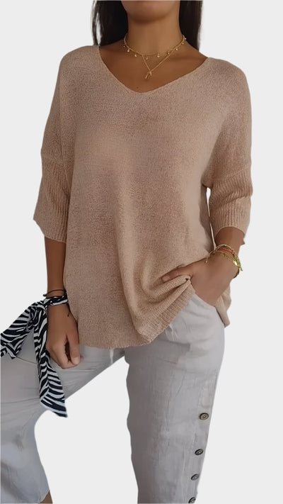 Allison™ - V-Neck Solid Knit Top