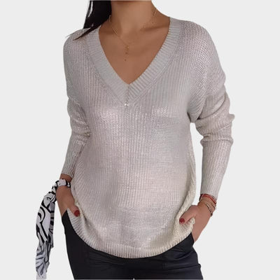 Harper™ - V-Neck Metallic Jumper