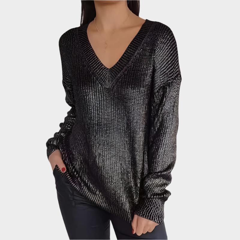 Harper™ - V-Neck Metallic Jumper