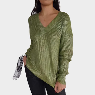 Harper™ - V-Neck Metallic Jumper