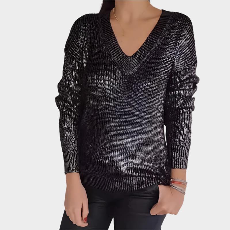 Harper™ - V-Neck Metallic Jumper