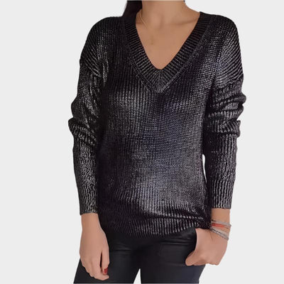 Harper™ - V-Neck Metallic Jumper