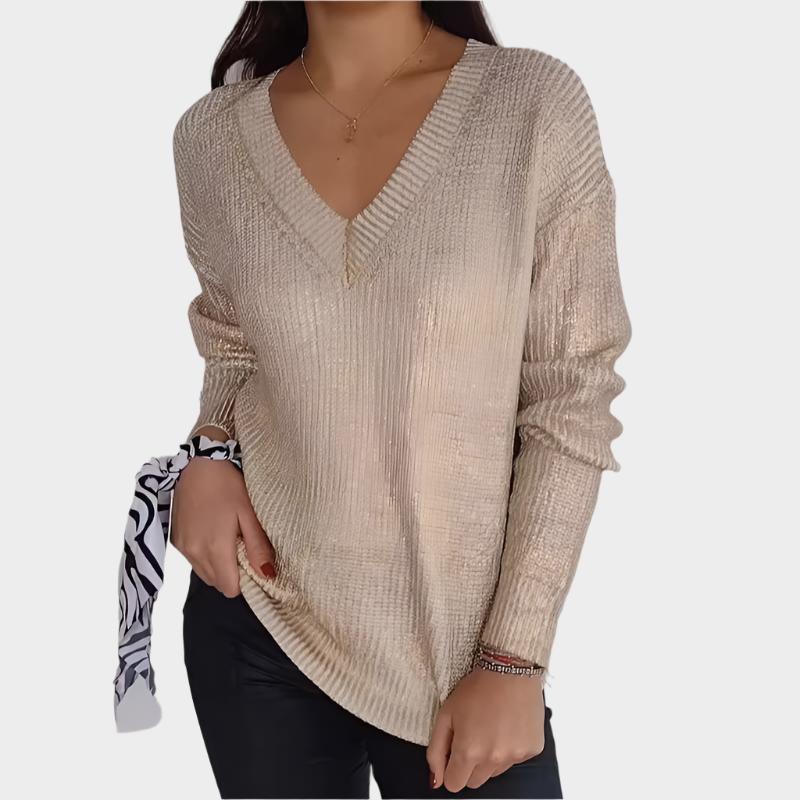 Harper™ - V-Neck Metallic Jumper