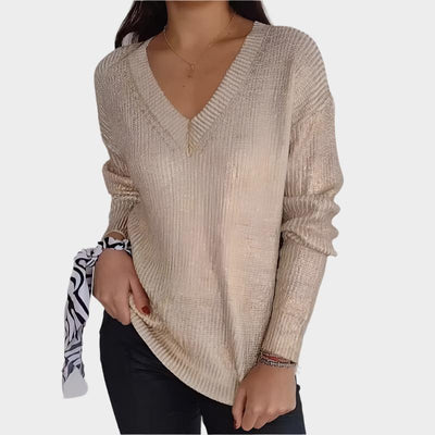 Harper™ - V-Neck Metallic Jumper